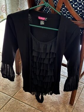 Say What? Black Ruffled Top